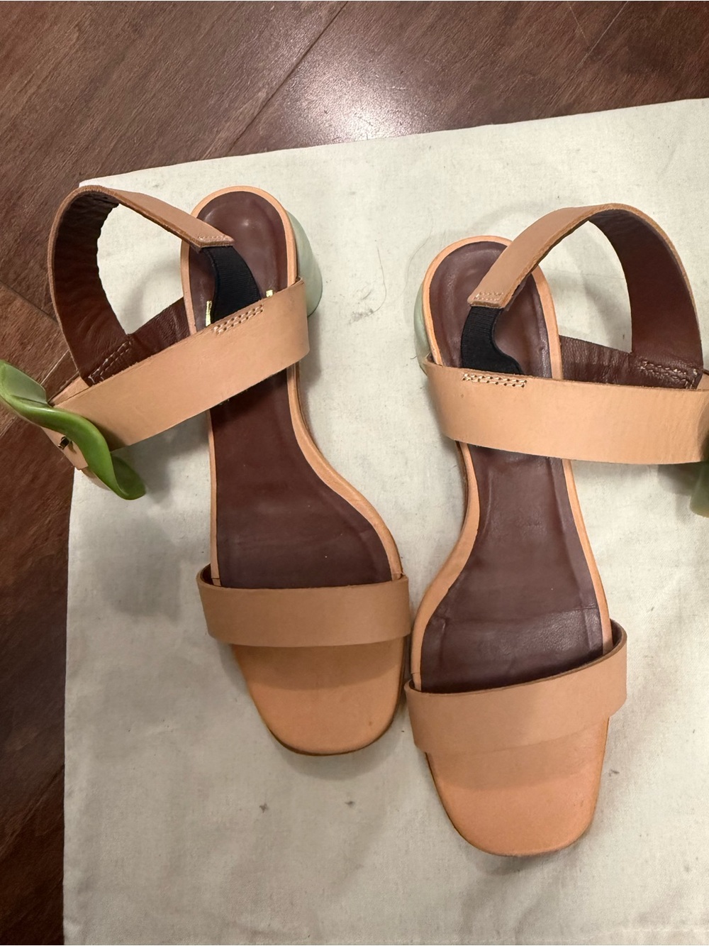 Women's Tan Leather Open-Toe Slingback Sandals